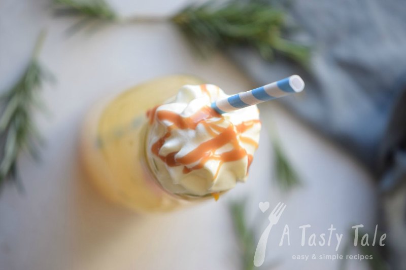 caramel apple cider with whipped cream and caramel sauce